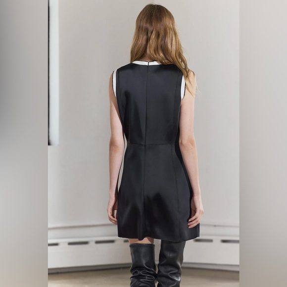 ZARA Contrast Satin Effects Black Mini Dress - Picture 2 of 10
